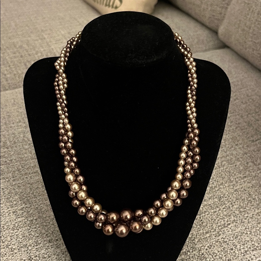 Vintage Roman Triple Strand‎ Faux Pearl Necklace